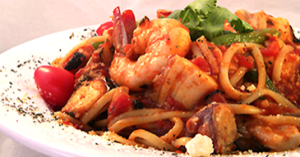 A flavorful Linguini frutti di mare is just one of the house specialties